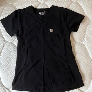 Carhartt women’s Black V-Neck Scrub Top with Chest Pocket